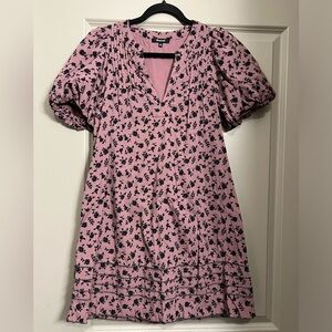 Madewell Tillie Puff-Sleeve Mini Dress in Shadow Blooms - Size XS